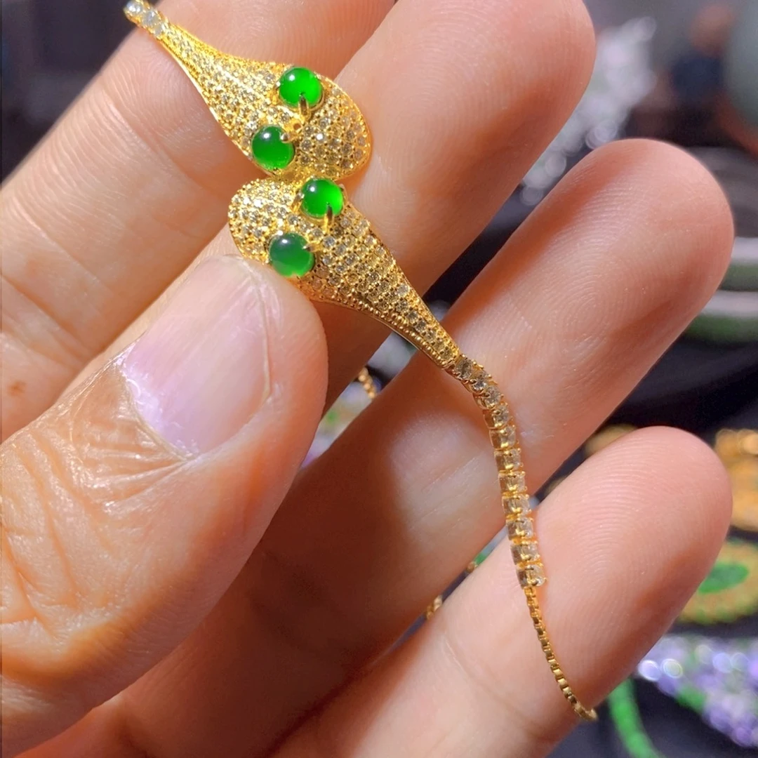 翡翠银S925镶嵌颈饰天然翡翠