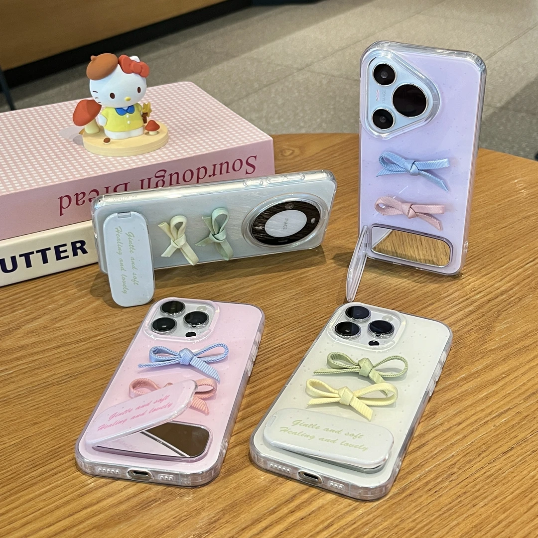 雅天立甜美立体蝴蝶结适用苹果16/15手机壳女华为vivo小米14oppo
