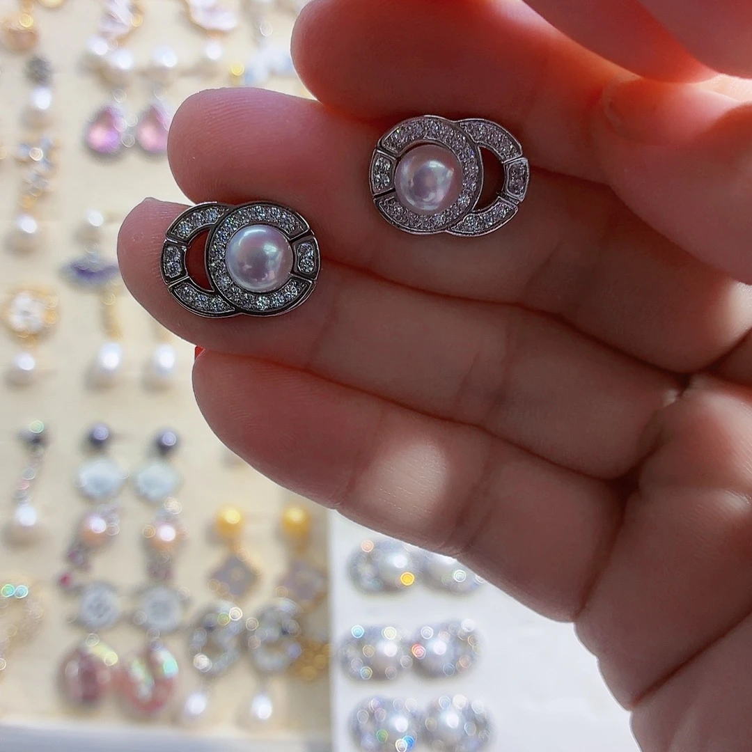 淡水珍珠耳饰合金