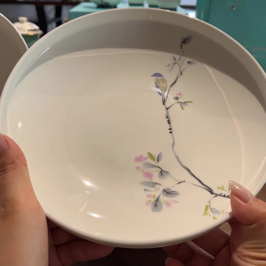 瓷片春风禾雀22cm家和盘