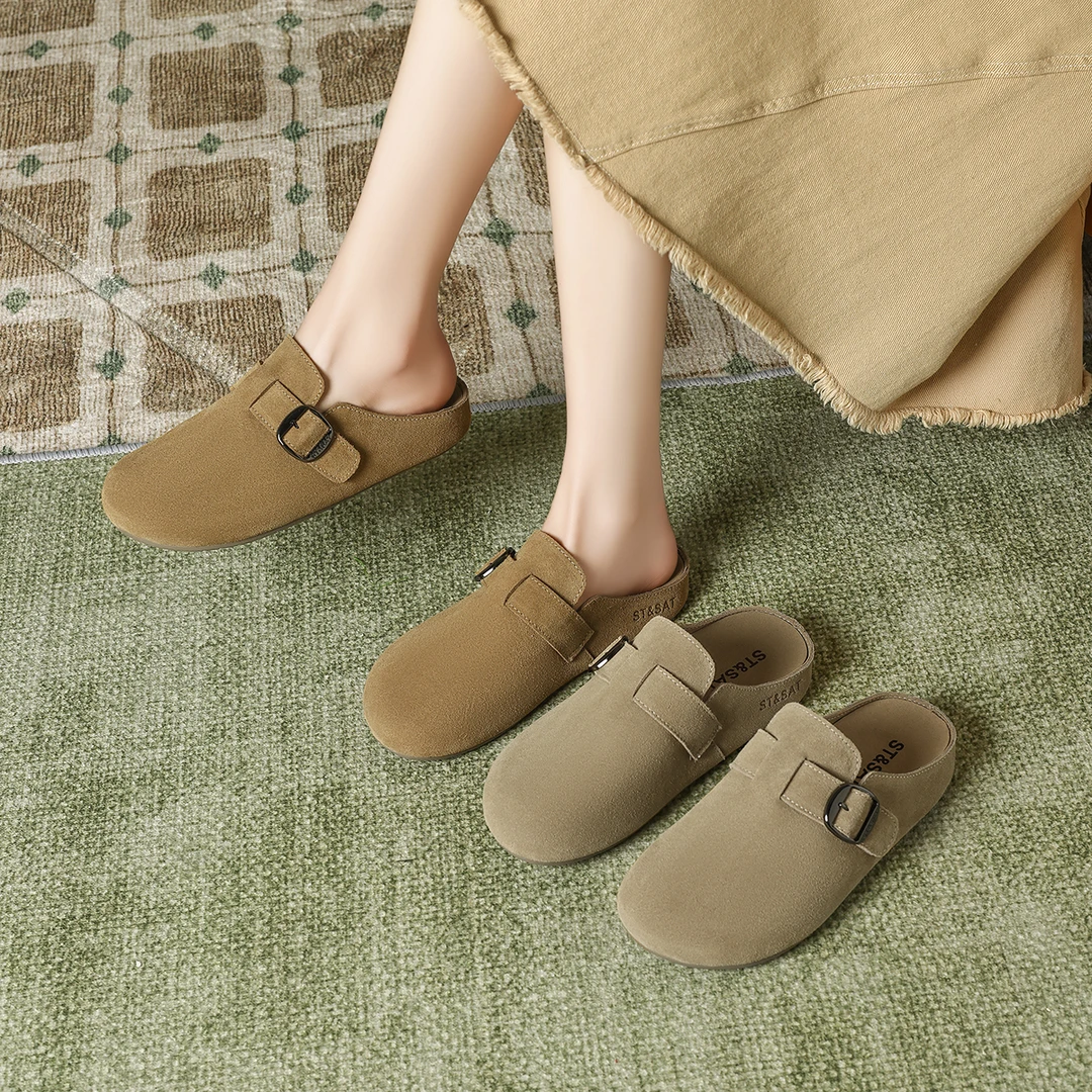星期六真皮森系勃肯鞋半拖女鞋2025春夏款厚底休闲百搭懒人一脚蹬