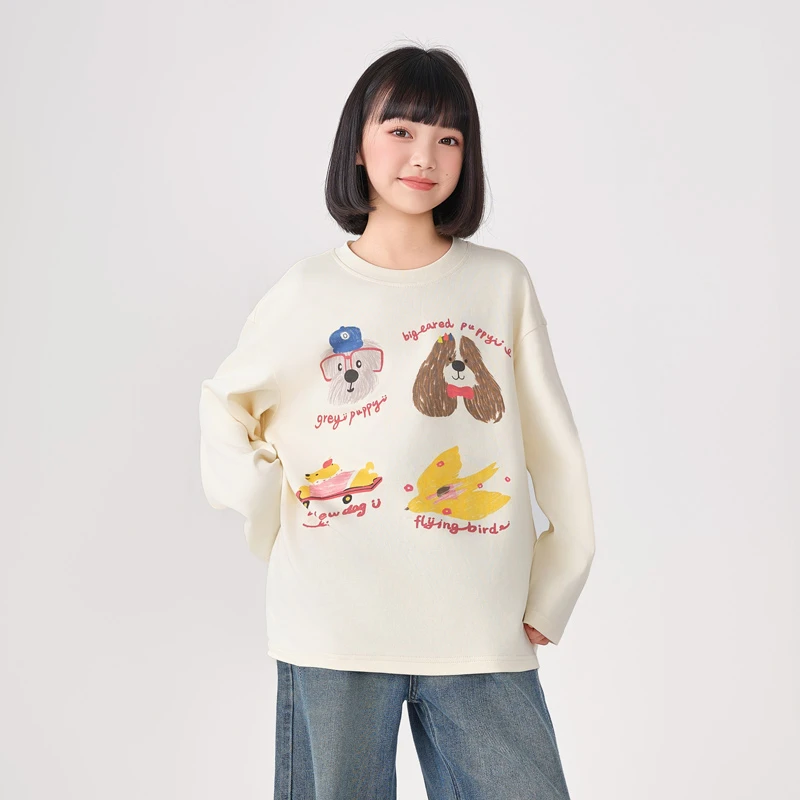 2190女童早秋长袖T恤儿童2025新款高品质内搭中大童卡通打底上衣