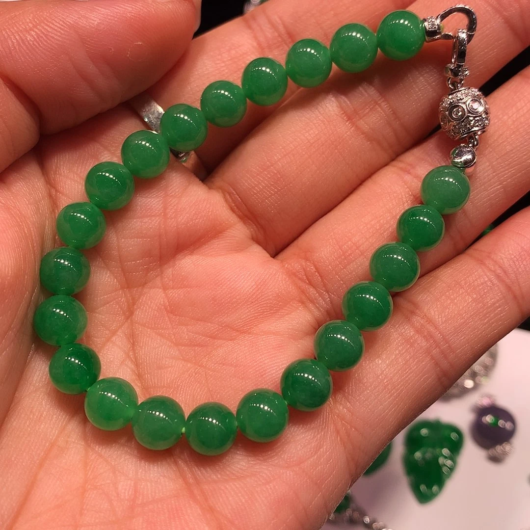 翡翠18K金镶嵌手链