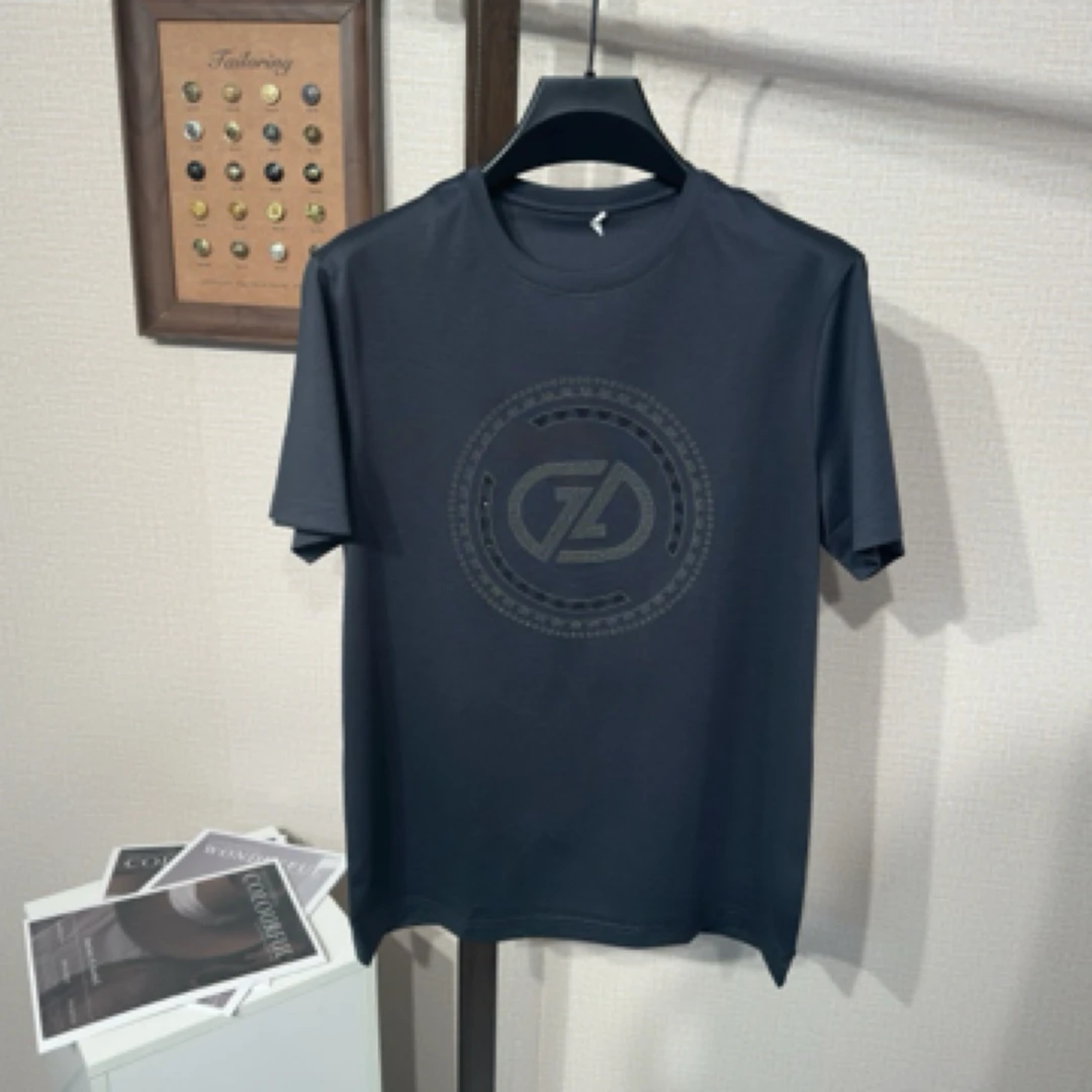 短袖男装潮流夏季圆领T恤标准通用日常合体版轻奢休闲上衣A273