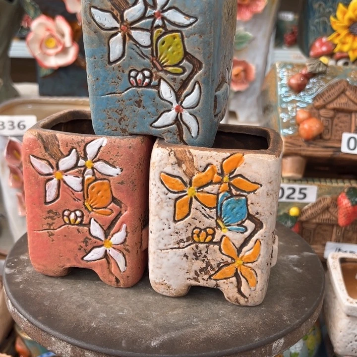 紫砂花盆粗陶材质多肉花盆