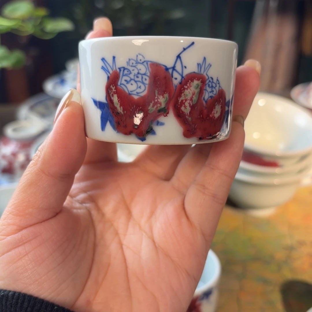 孤品福利青花手绘石榴