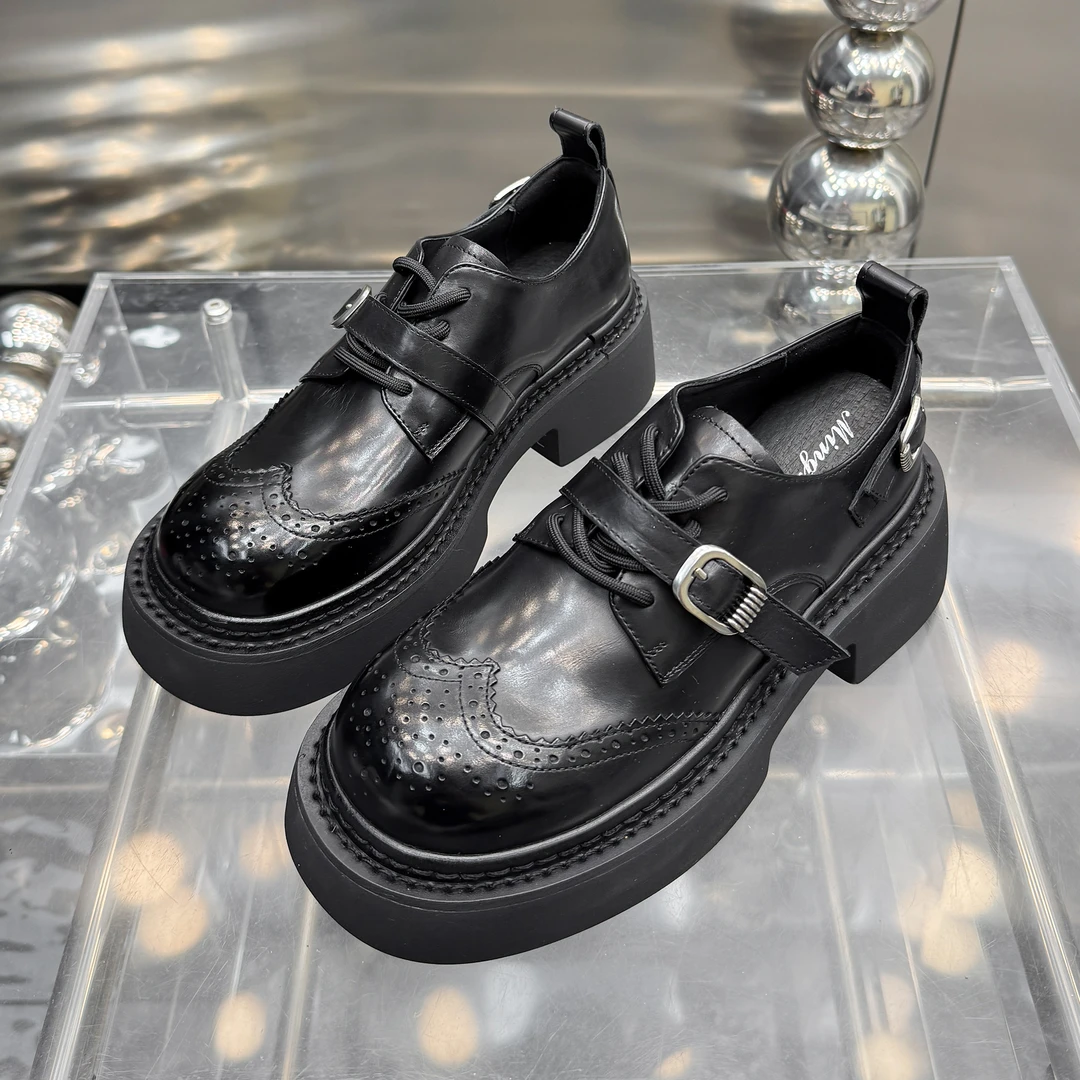 【现货】欧洲站2025春季新款布洛克雕花英伦风休闲百搭乐福鞋9927-2