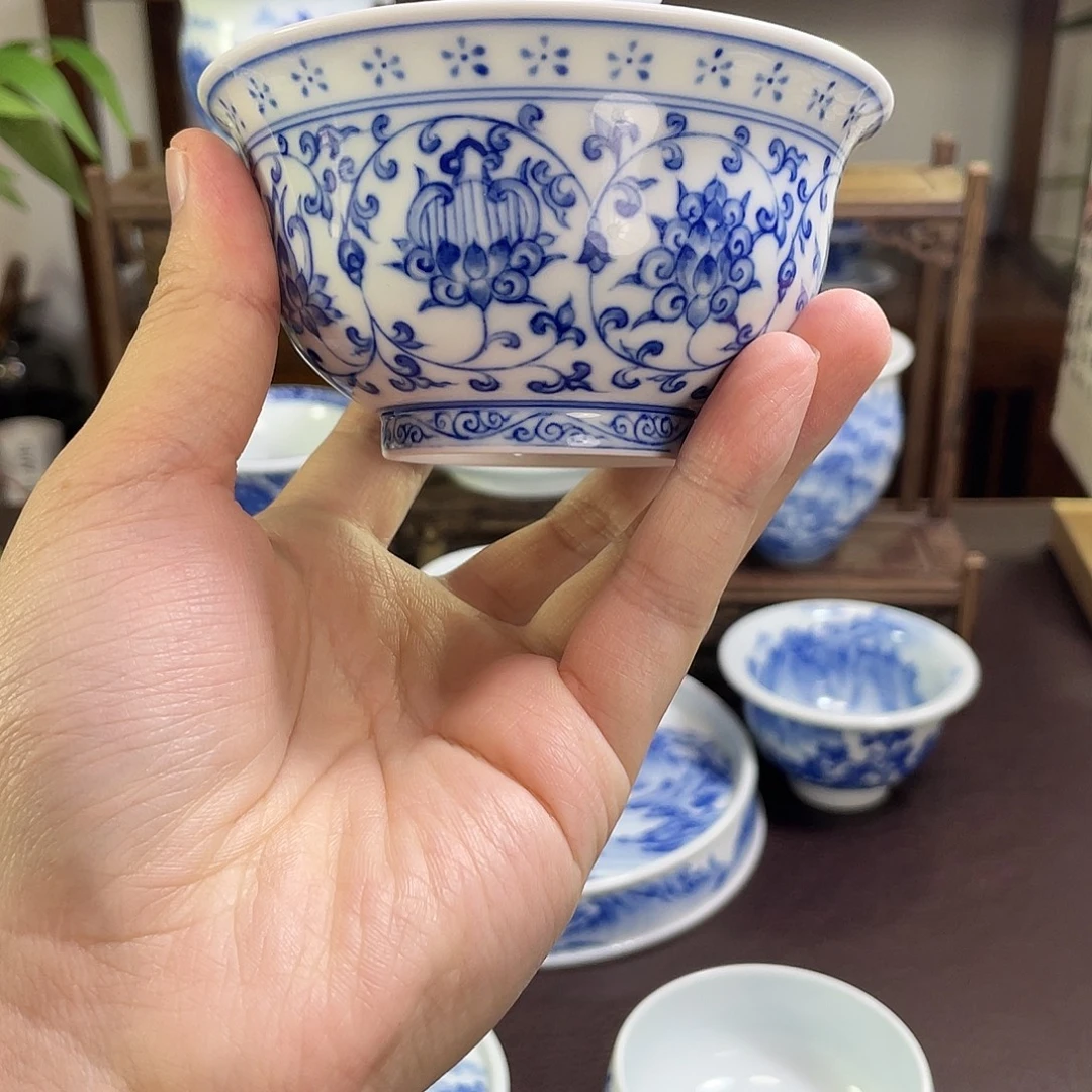 古***一陶纯手工手绘重工缠枝莲