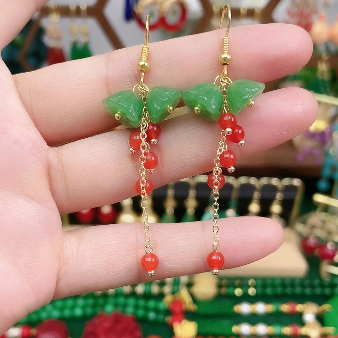 玛瑙/玉髓合金耳饰