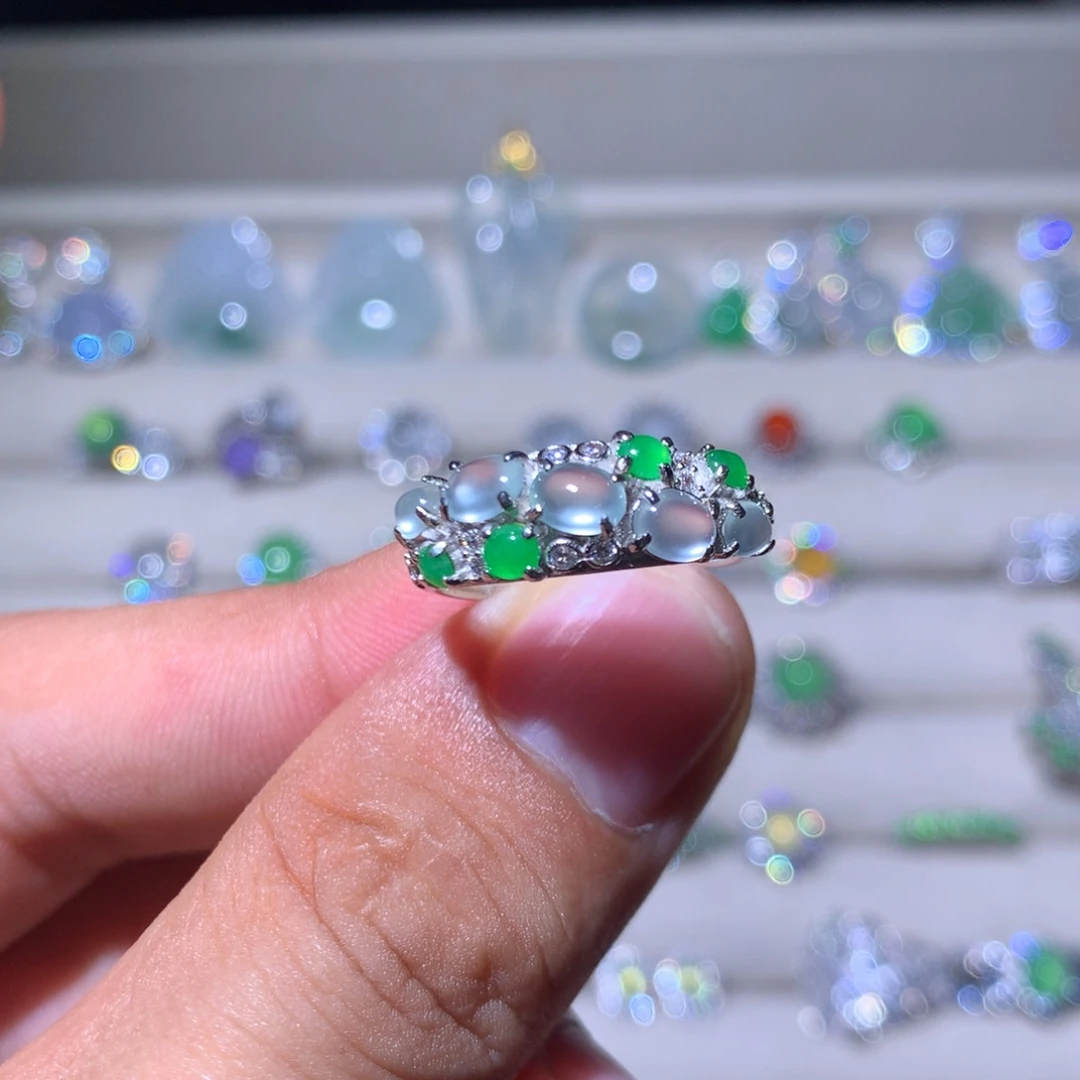 翡翠银S925镶嵌耳饰19