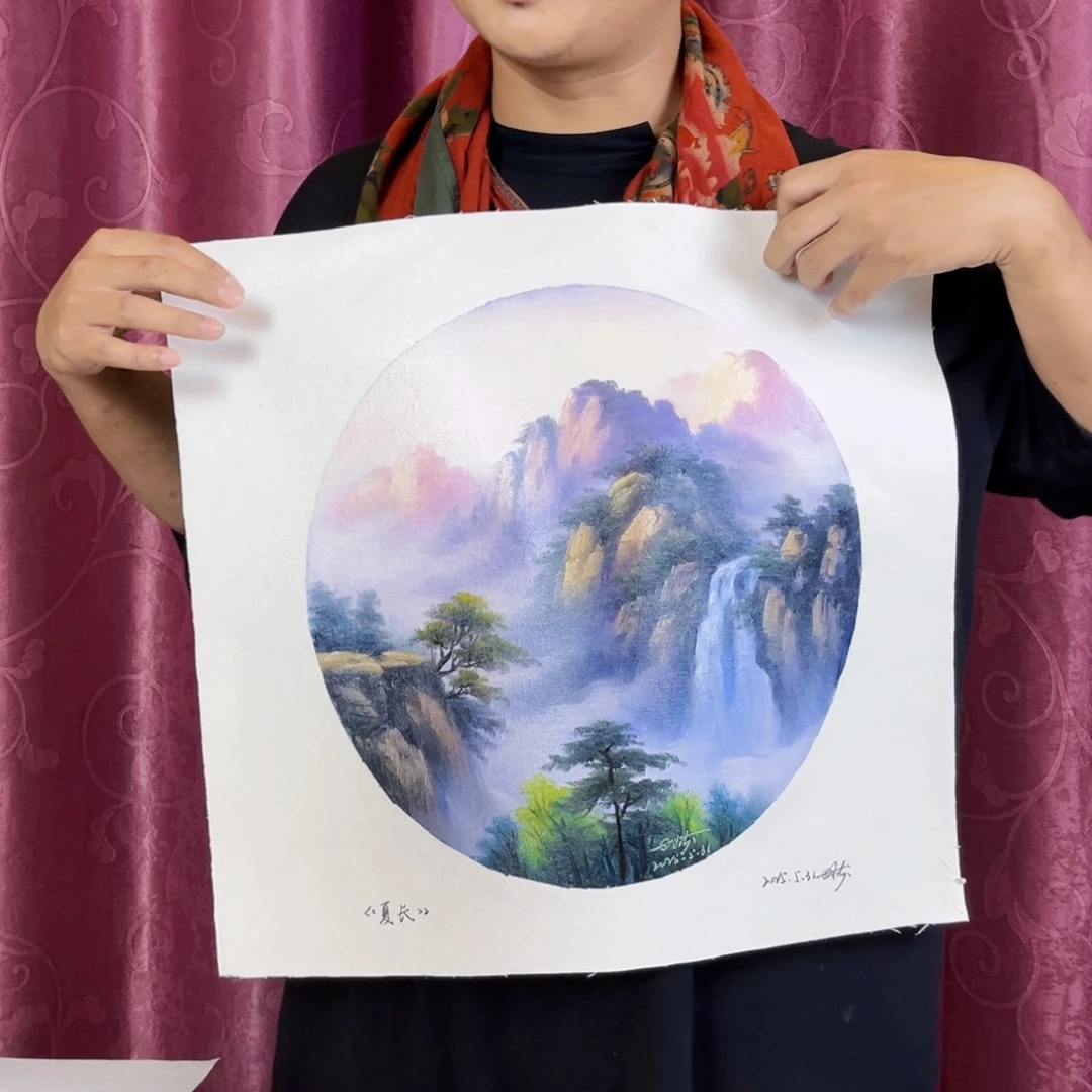 油画行路人小院绘画作品竞拍