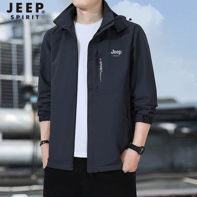 JEEP吉普冲锋夹克男外套秋季新款男士宽松大码户外运动休闲外套男