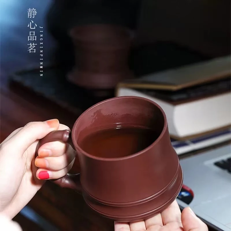 宜兴紫砂竹节盖杯