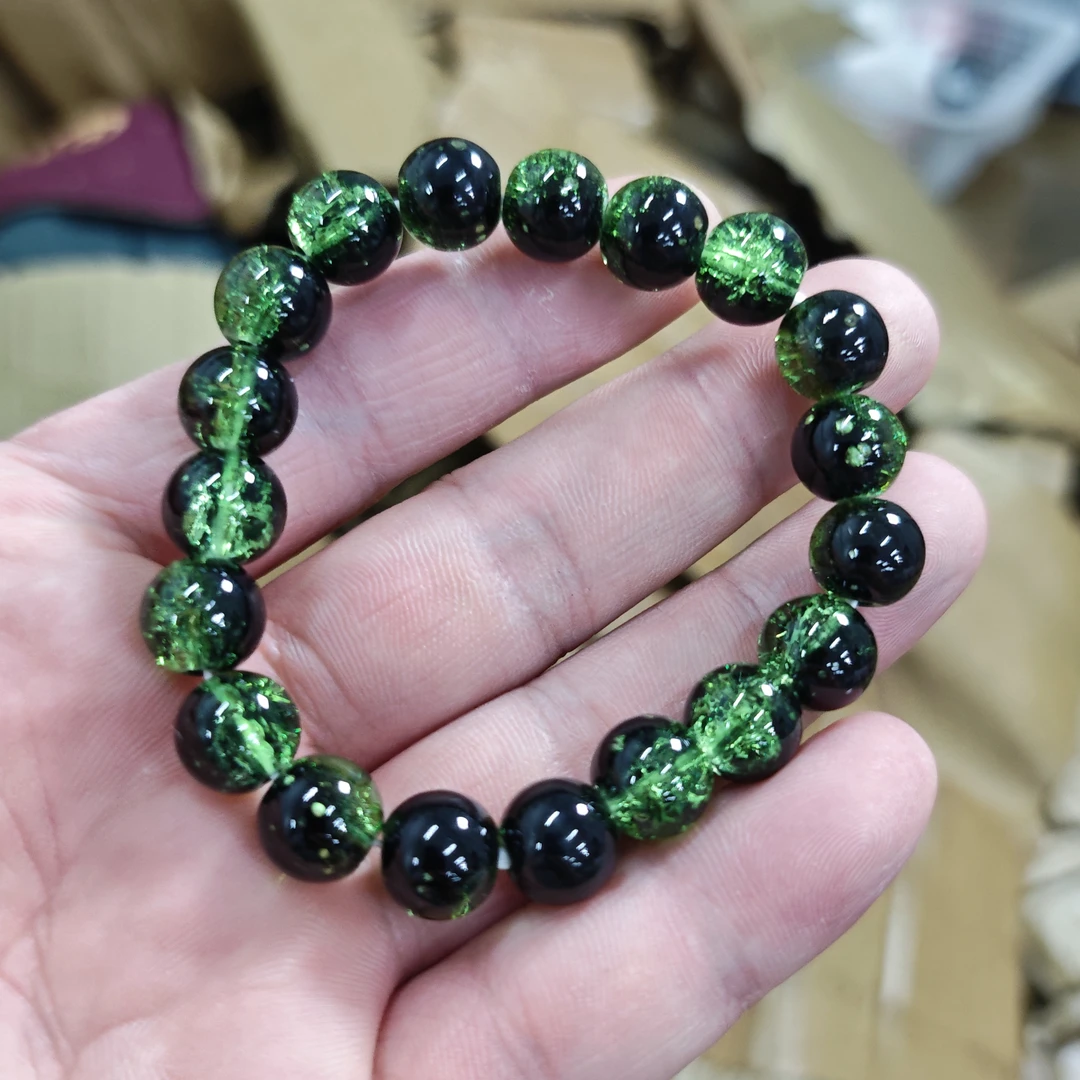 非金属玻璃手链 M-ae059绿色水晶单圈手串
