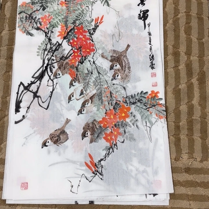 用***6国画花鸟等多种鸟类的栖息