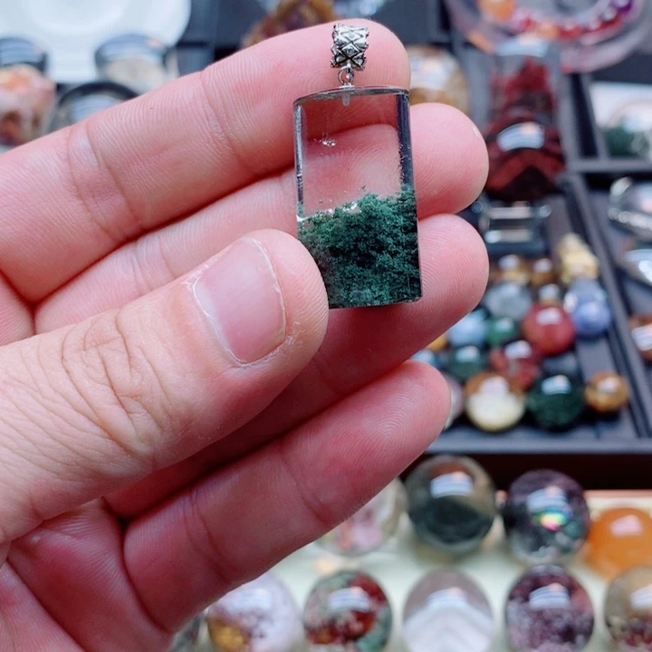 顺***！银S925镶嵌颈饰水晶水晶吊坠银925镶嵌