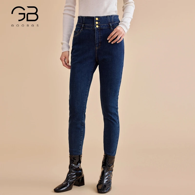 【谷邦L+】G4495070-6高腰小脚牛仔裤女