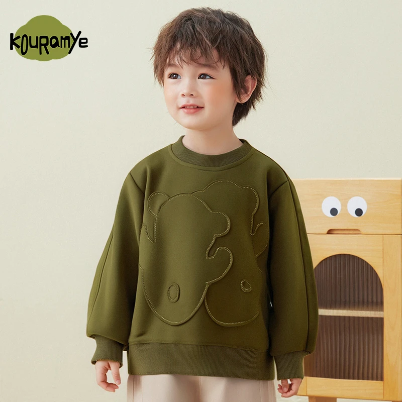 酷娃米2025年秋季亲子新款贴布立体小熊套头卫衣20948