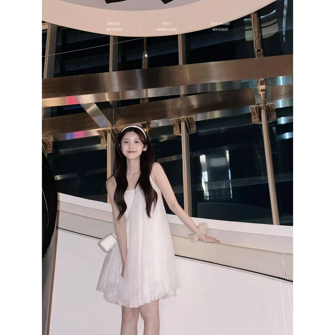 妖精的美美 【云羽梦境】重工钩花仙气白月光吊带连衣裙