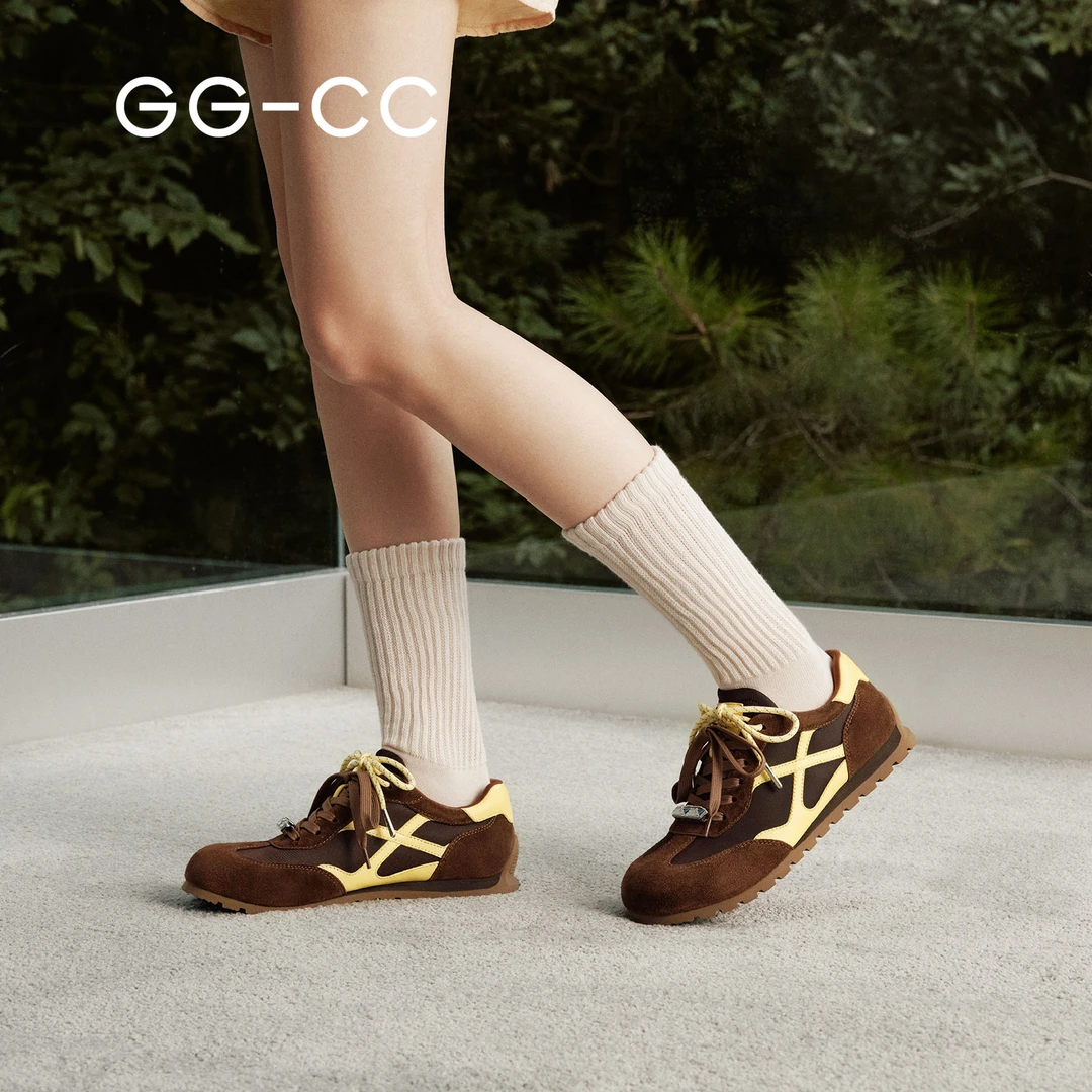 GG-CC【张婧仪同款】怪诞厚底撞色德训鞋女2025年新款休闲鞋5977