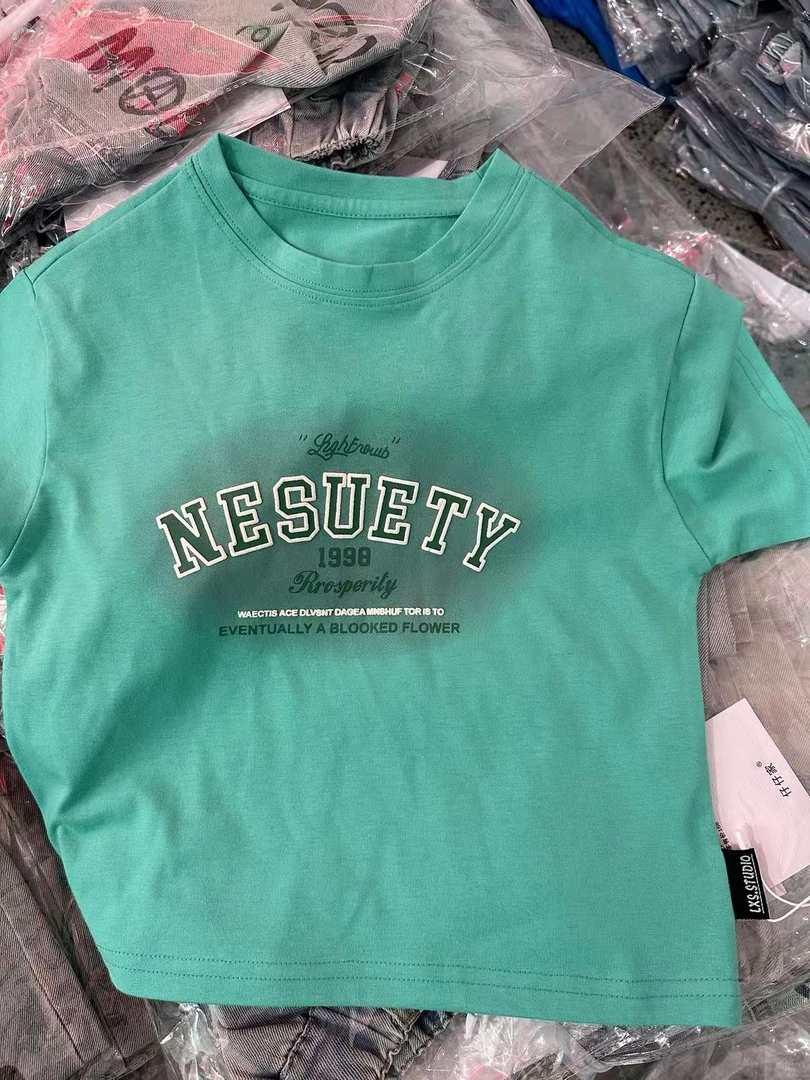 舅舅严选童装夏季潮韩版百搭时尚宽松休闲圆领套头短袖C88690浅绿