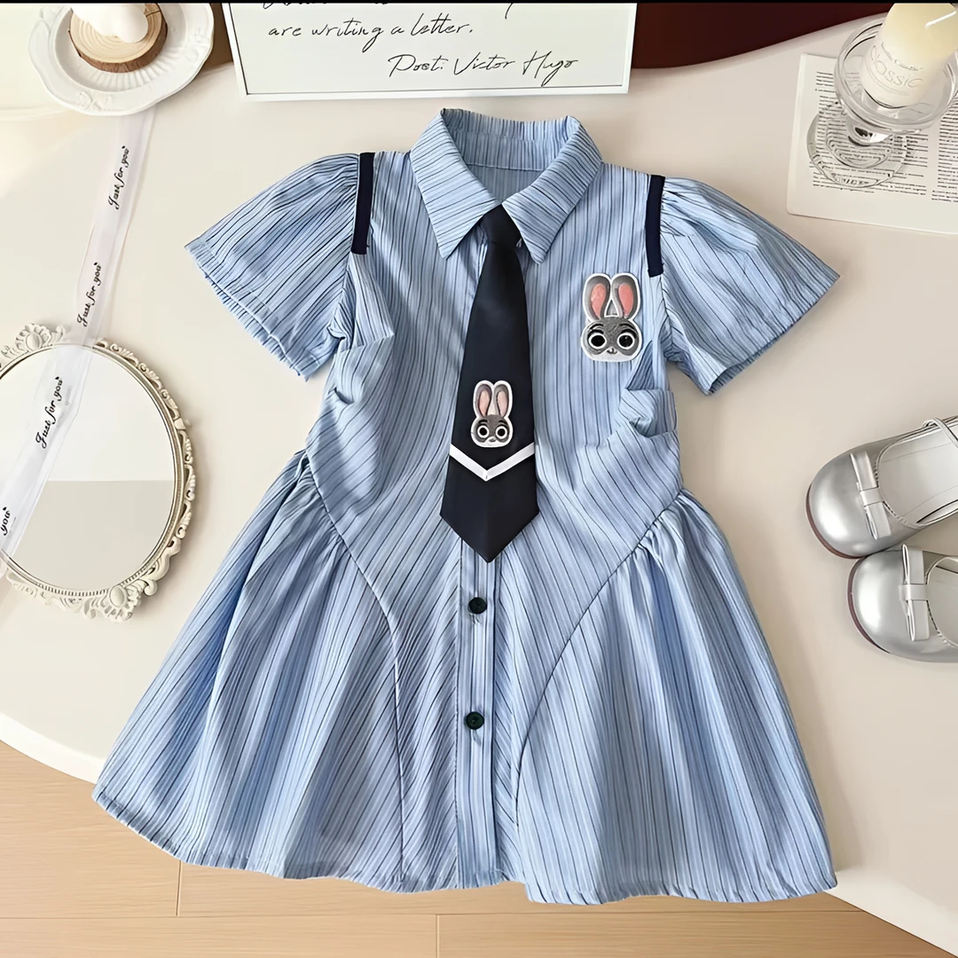 1771夏装POLO连衣裙儿童2025夏季新款条纹衬衫公主裙YH240351