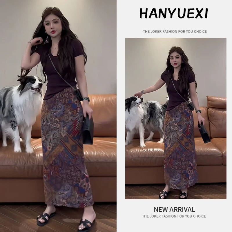 今年流行穿搭一整套2025新款法式不规则上衣港风碎花半身裙两件套