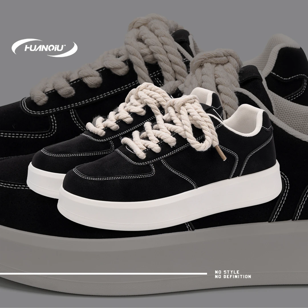 环球夏季百搭厚底板鞋男2025新款复古潮流休闲增高男士低帮运动鞋