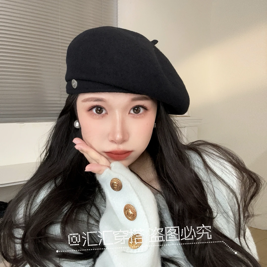 百搭～韩系女主贝雷帽女秋冬款气质网红帽子大脸显瘦画家帽
