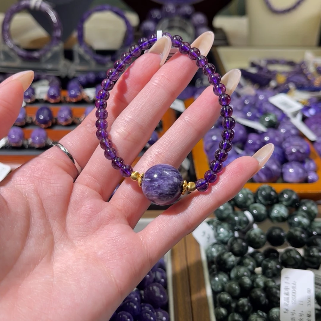 查罗石（紫龙晶）银S925镶嵌手串