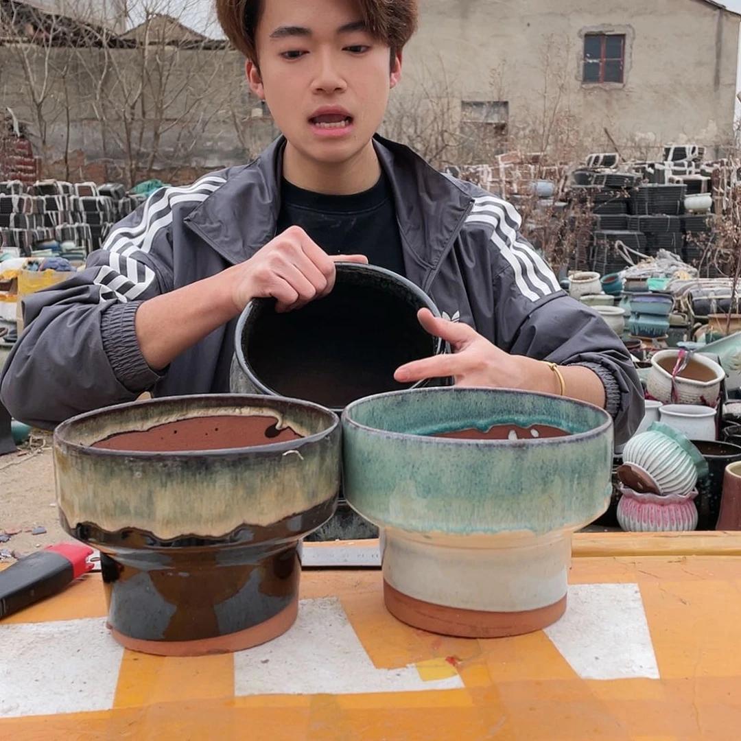 无铅玻璃宜兴紫砂花盆