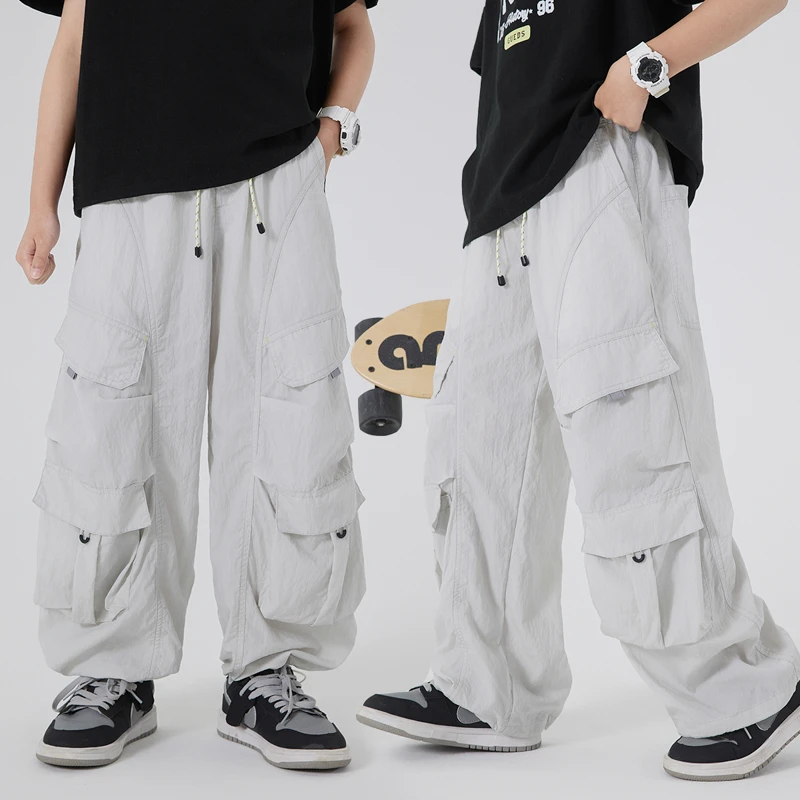 儿童夏装裤子2025新款大男童装宽松工装裤夏季薄款轻薄防蚊裤外穿