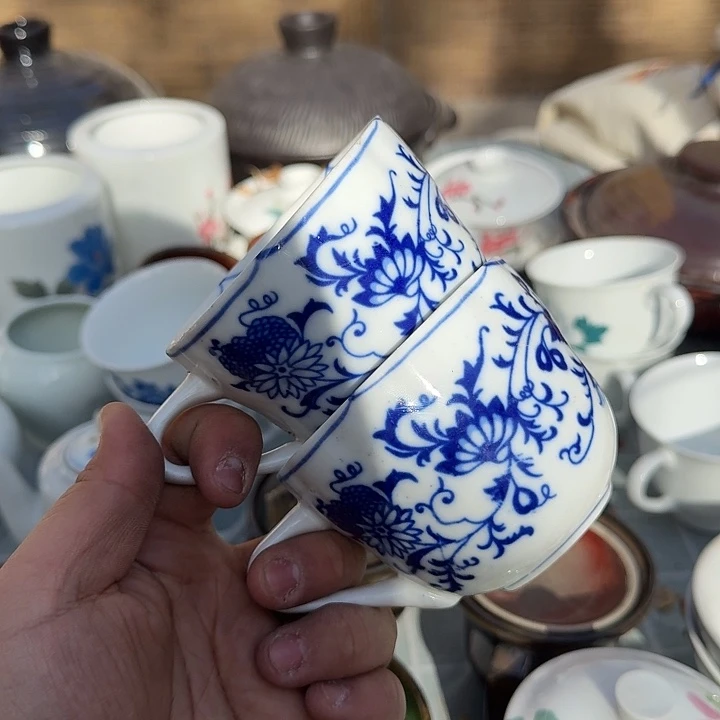 霜***花茶盏四个洋葱话杯子