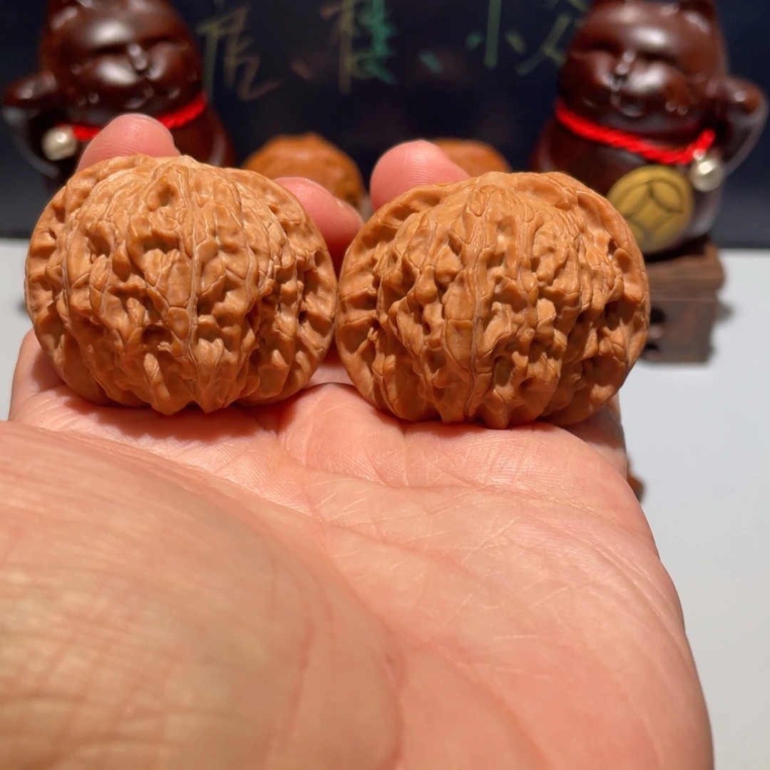 文玩核桃把件磨盘44全品