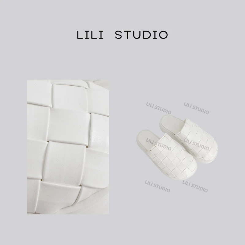 「至臻奶块」夏季新款纯白漆皮包头百搭亲子拖鞋 0007