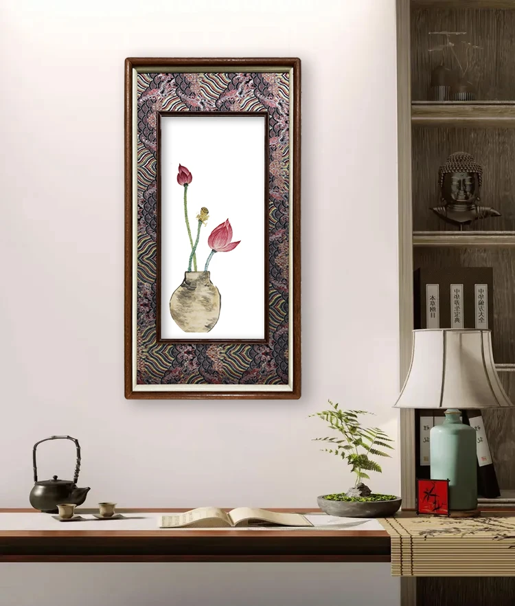 【乌檀宋锦榫卯框中框】新中式立体实木宣纸画框 506880 多尺寸