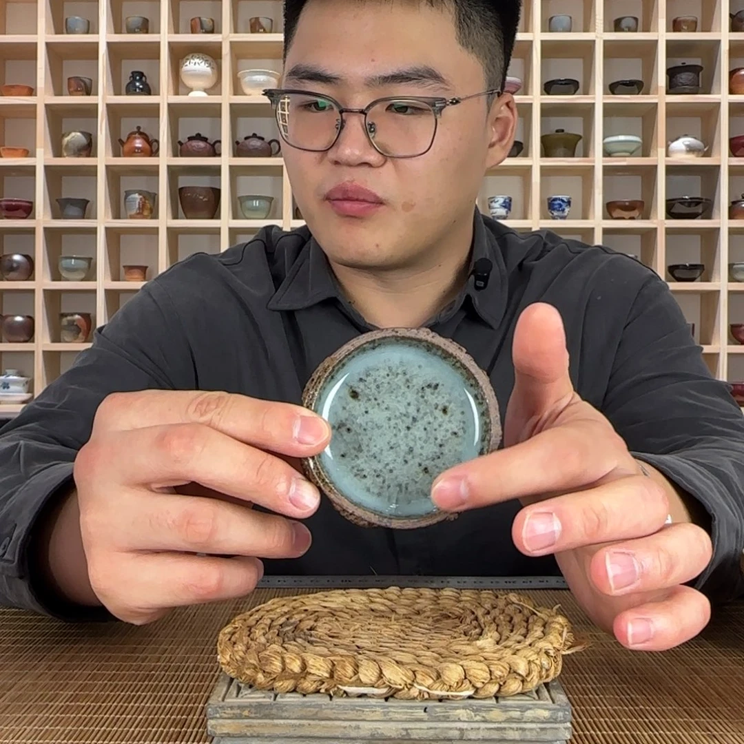 平阳窑手作青釉矸子泥杯垫