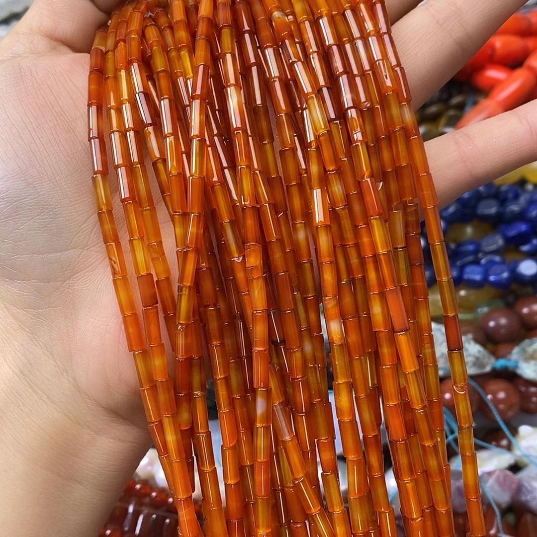 玛瑙/玉髓未镶嵌珠宝半成品玛瑙管一条