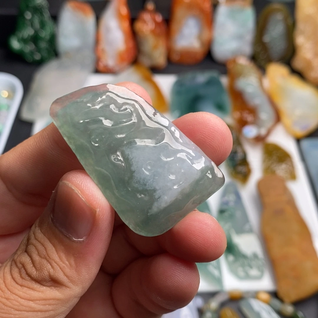 定制翡翠未镶嵌冰胶随形翡翠材料