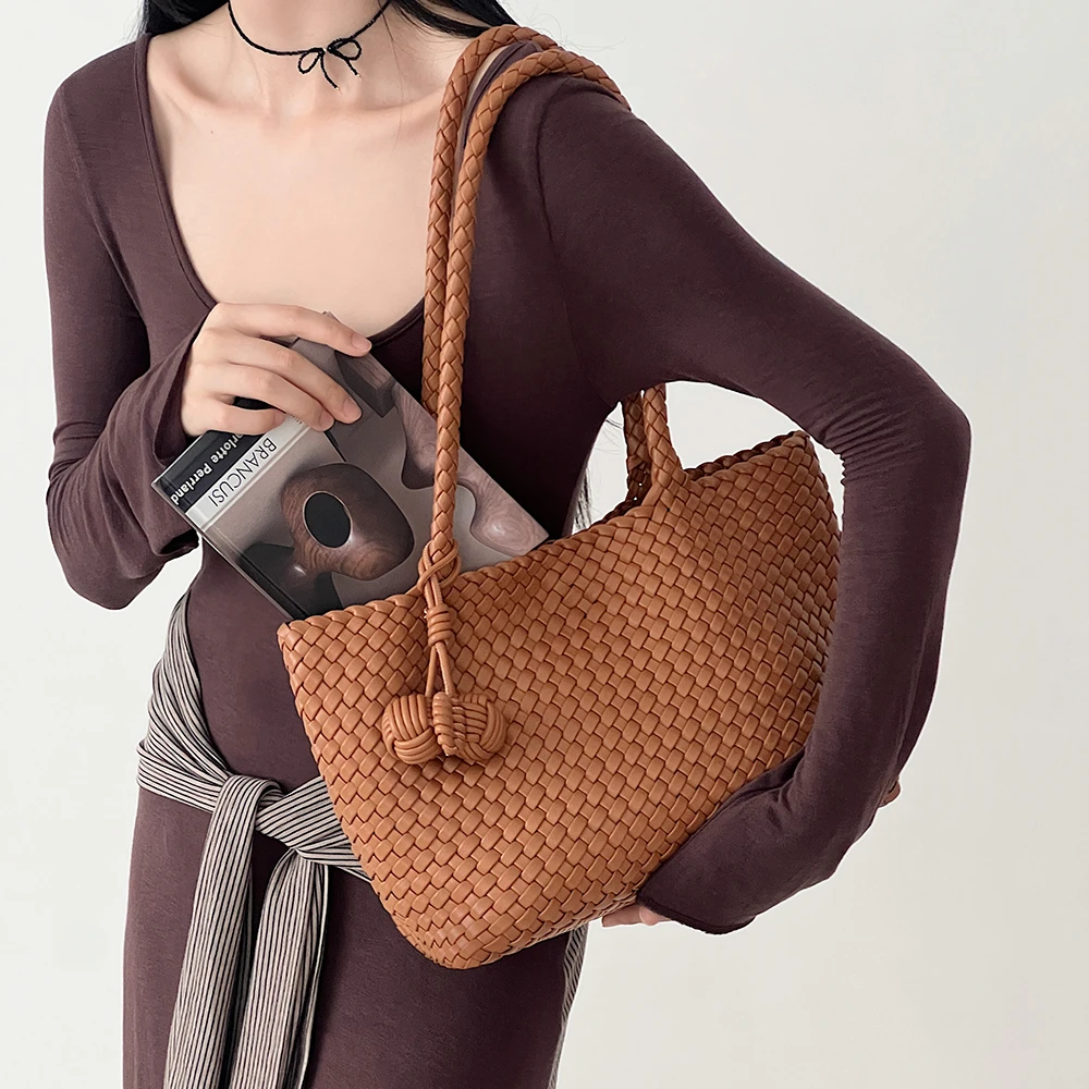 DOUBLE.R【见秋山】 原创·纯手作 编织托特大包 2025新款包单肩女包