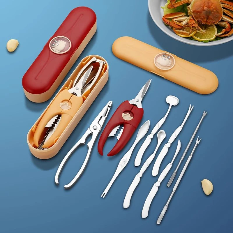 吃螃蟹工具三件套家用拆大闸蟹神器剥蟹专用蟹八件蟹剪蟹针蟹腿钳