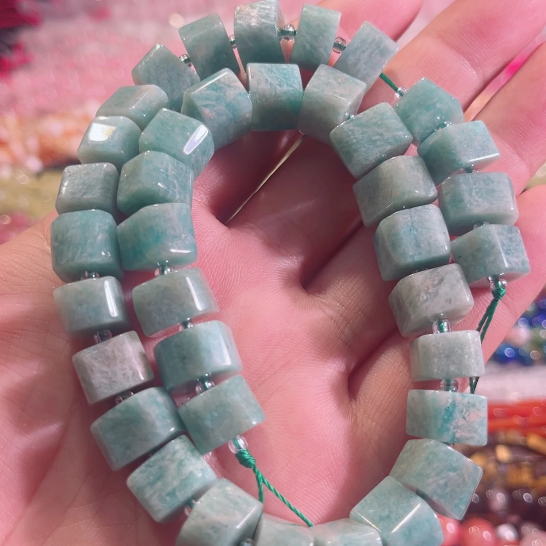 玛瑙/玉髓合金珠宝半成品天河切面方块一条12mm