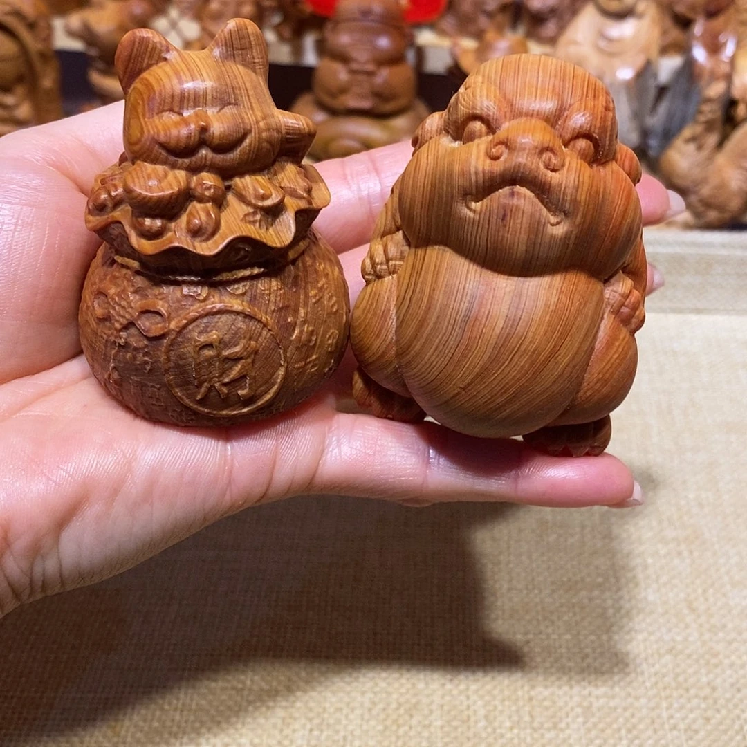 柏木（崖柏）差***生崖柏手把件，猫，貔貅