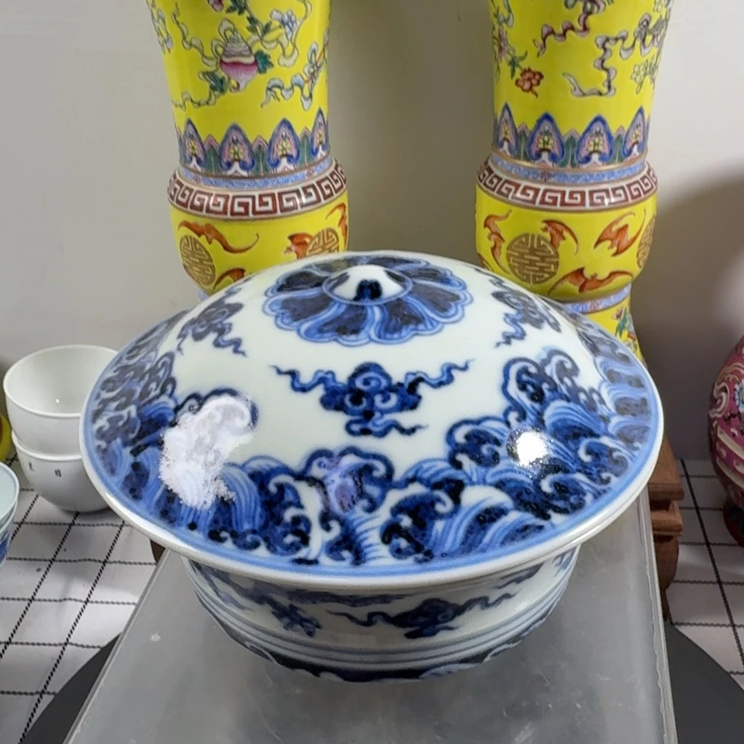 波***碗青花龙纹陶瓷碗