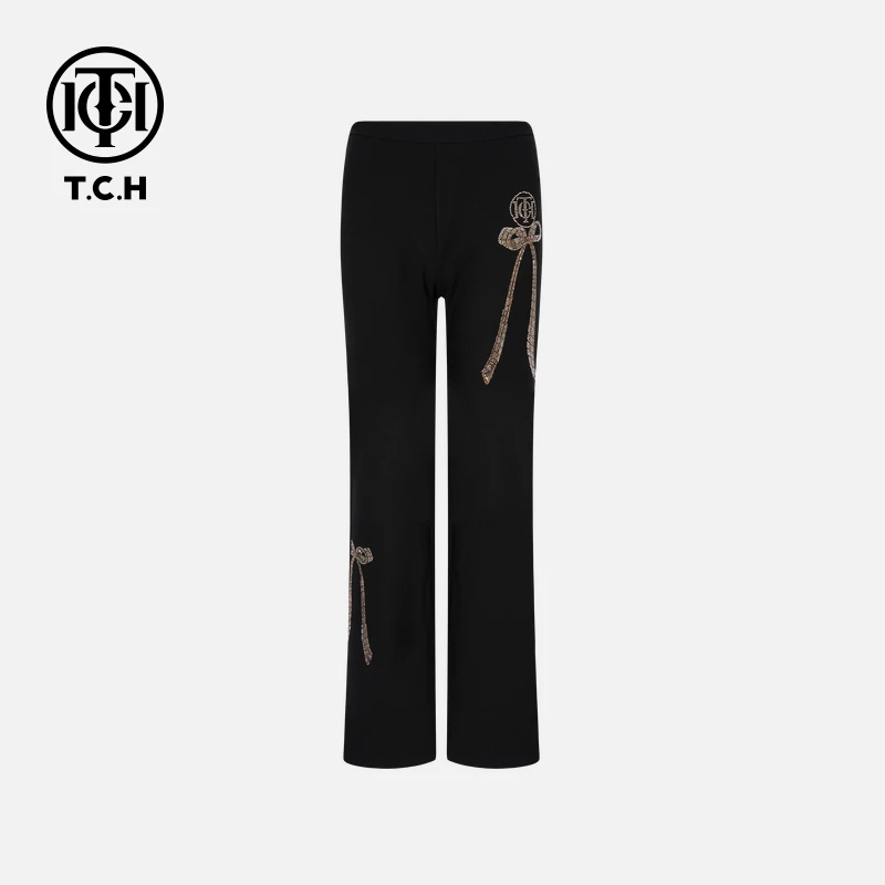 TCH私服烫钻工艺新时尚淑女百搭新潮流长裤女T75C20E1038轻奢tch
