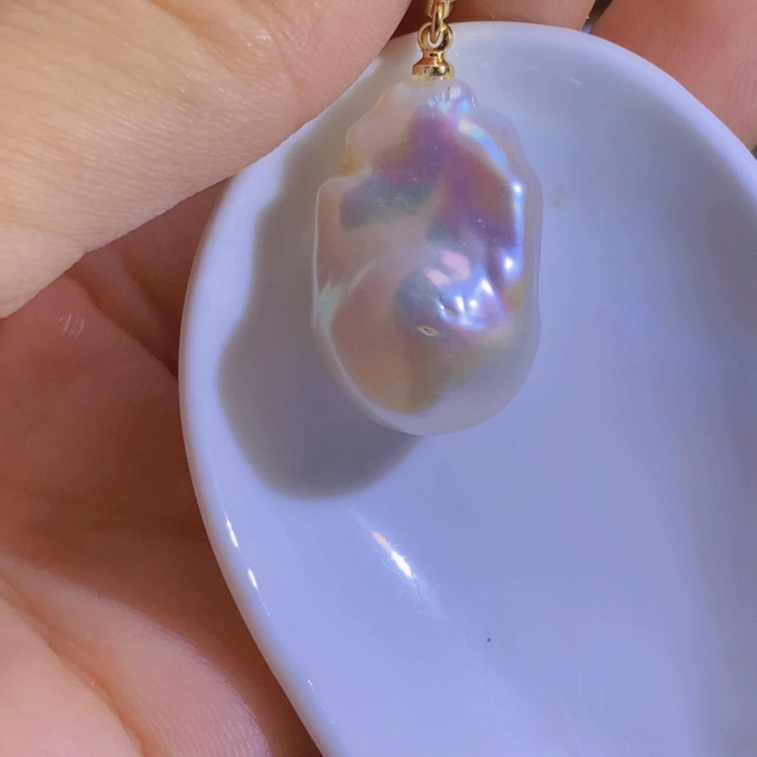 银S925镶嵌淡水珍珠天然淡水珍珠无染色无优化