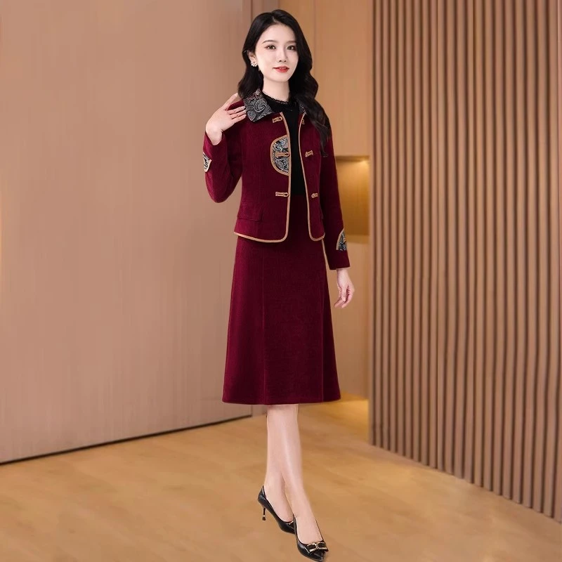 中式女装中国风连衣裙2025新款春秋喜婆婆婚宴装妈旗袍礼服两件套