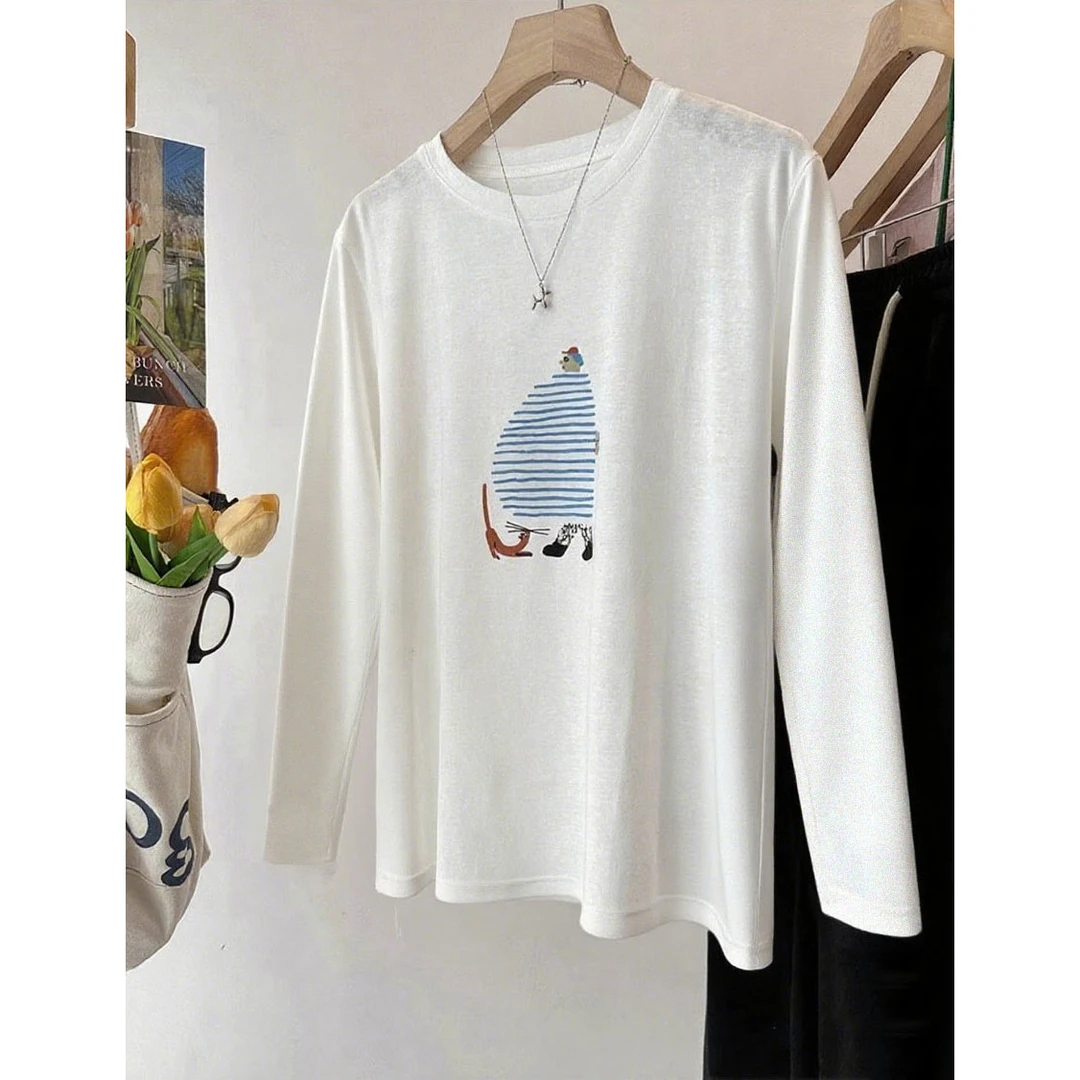 2025新款200斤大码胖mm印花雪花棉防晒罩衫长袖T恤女夏季宽松