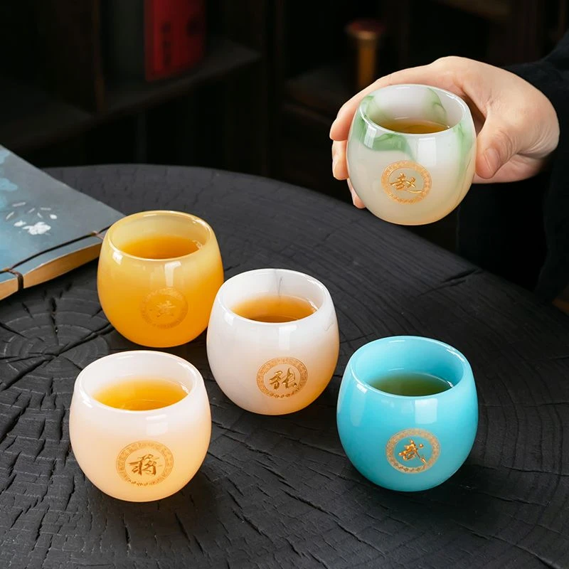 高档品茗茶具琉璃杯琉璃茶杯泡茶手工创意中式主人杯刻字富婆高端