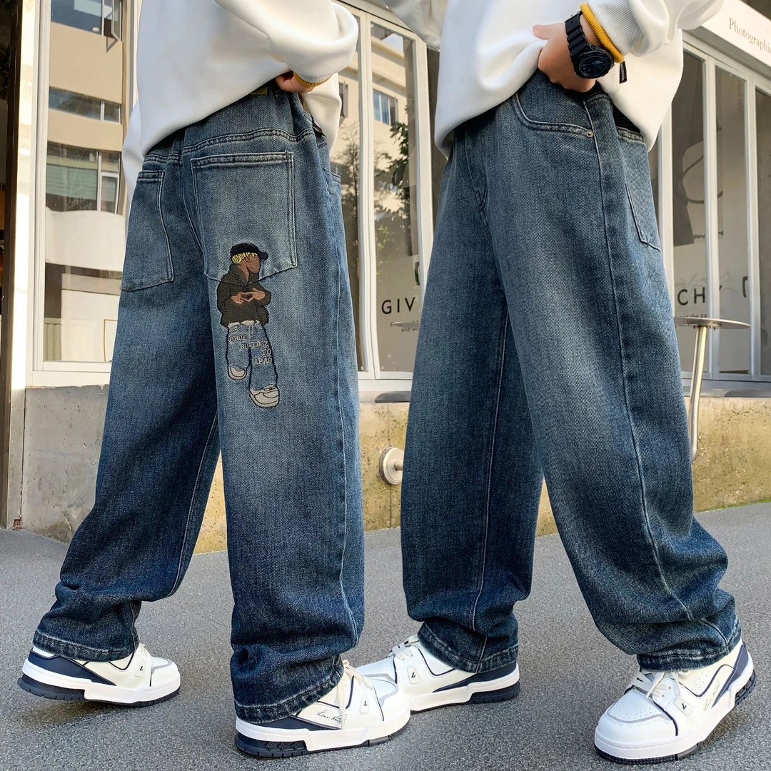 版型超赞~男童秋季韩版百搭牛仔裤中大童酷帅宽松休闲直筒10283